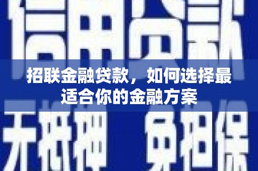 子洲招联金融贷款，如何选择最适合你的金融方案