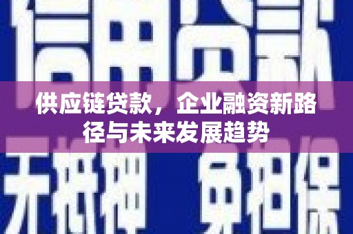 子洲供应链贷款，企业融资新路径与未来发展趋势