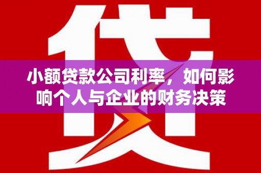 子洲小额贷款公司利率，如何影响个人与企业的财务决策