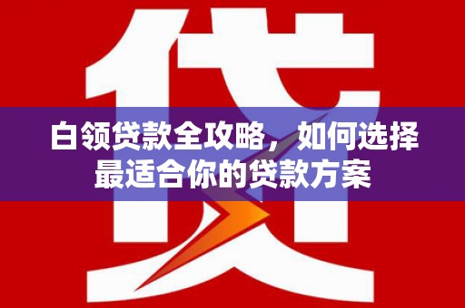 子洲白领贷款全攻略，如何选择最适合你的贷款方案